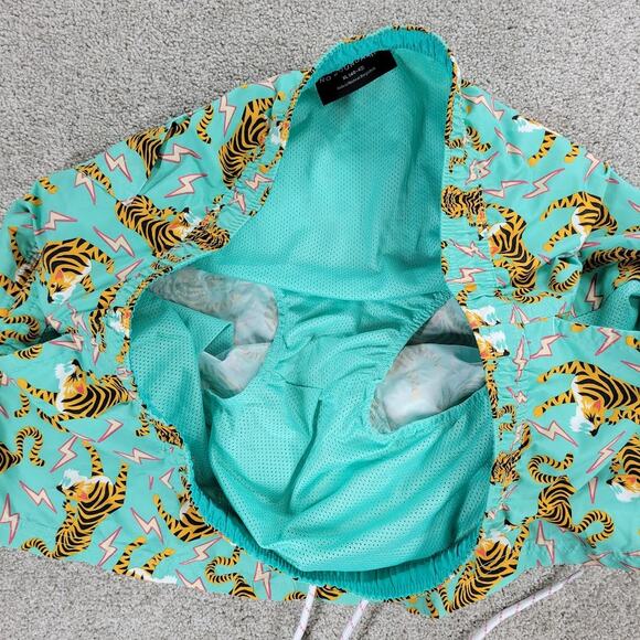 No Boundaries Swimming Trunks Shorts Mens XL Green Tiger King Vibe Lighting - Picture 6 of 11